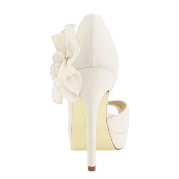 NEW Nina Women Neva Ivory Luster Satin Bead Button Crystal Dress High Heel Pumps - Picture 5 of 7